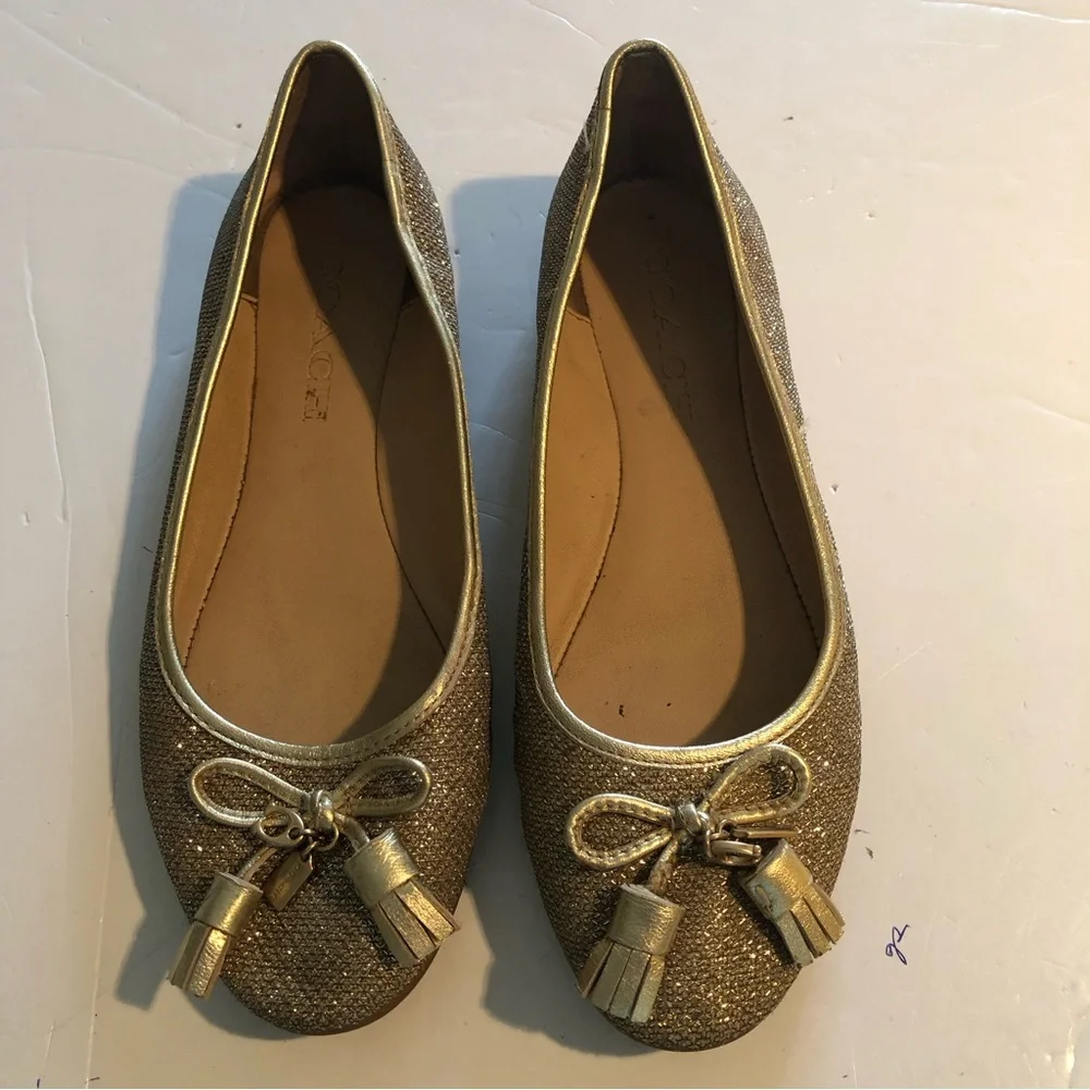COACH Gold Ballet Flat SHOES 5.5B
